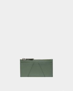 Bally Adley Leather Business Card Holder Green | NYWEJ3098