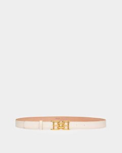 Bally B-Chain Leather 25mm Belt White | VJCMX9172