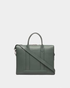 Bally Elter Leather Business Bag Green | VIODF9174