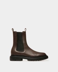 Bally Ginny Flat Leather Boots Brown | PRVHX8936