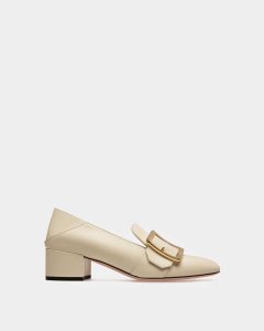 Bally Janelle Calf Leather Pump With 40mm Heel White | FKMDQ3510