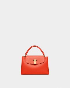 Bally Layka Small Leather Top Handle Bag Orange | QRUWJ1287