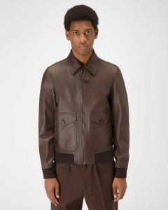 Bally Leather Outerwear Brown | FDQBM5607