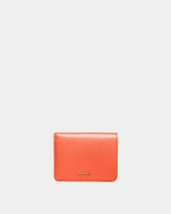 Bally Lettes Leather Business Card Holder Orange | DGFRE7238