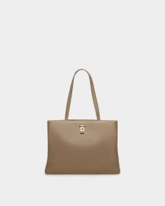 Bally Lya Leather Tote Beige | ZKQAF8261