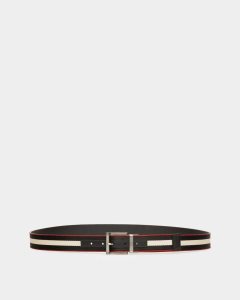 Bally Taylan Fabric & Leather 35mm Belt Multicolor | REANV7856