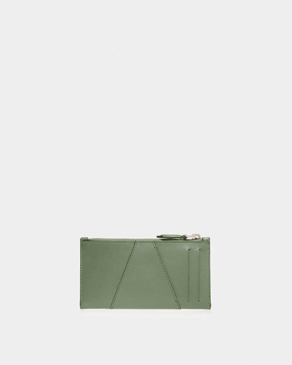 Bally Adley Leather Business Card Holder Green | NYWEJ3098