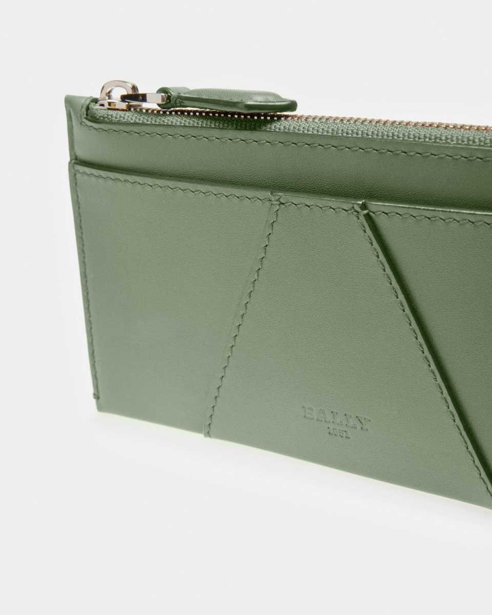 Bally Adley Leather Business Card Holder Green | NYWEJ3098