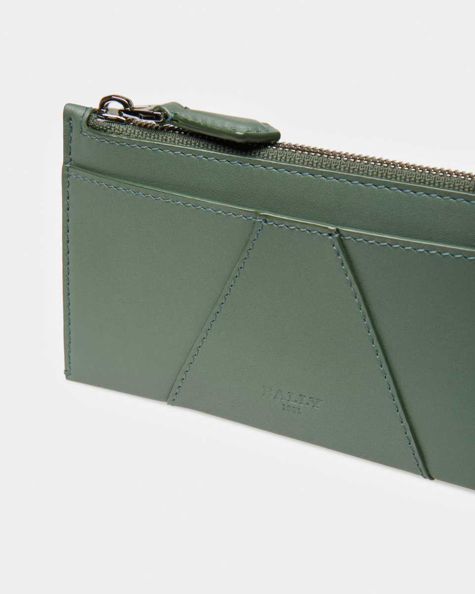 Bally Adley Leather Business Card Holder Green | NYWEJ3098