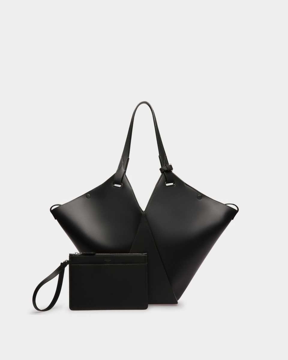 Bally Ahria Leather Tote Black | FJOXH8145