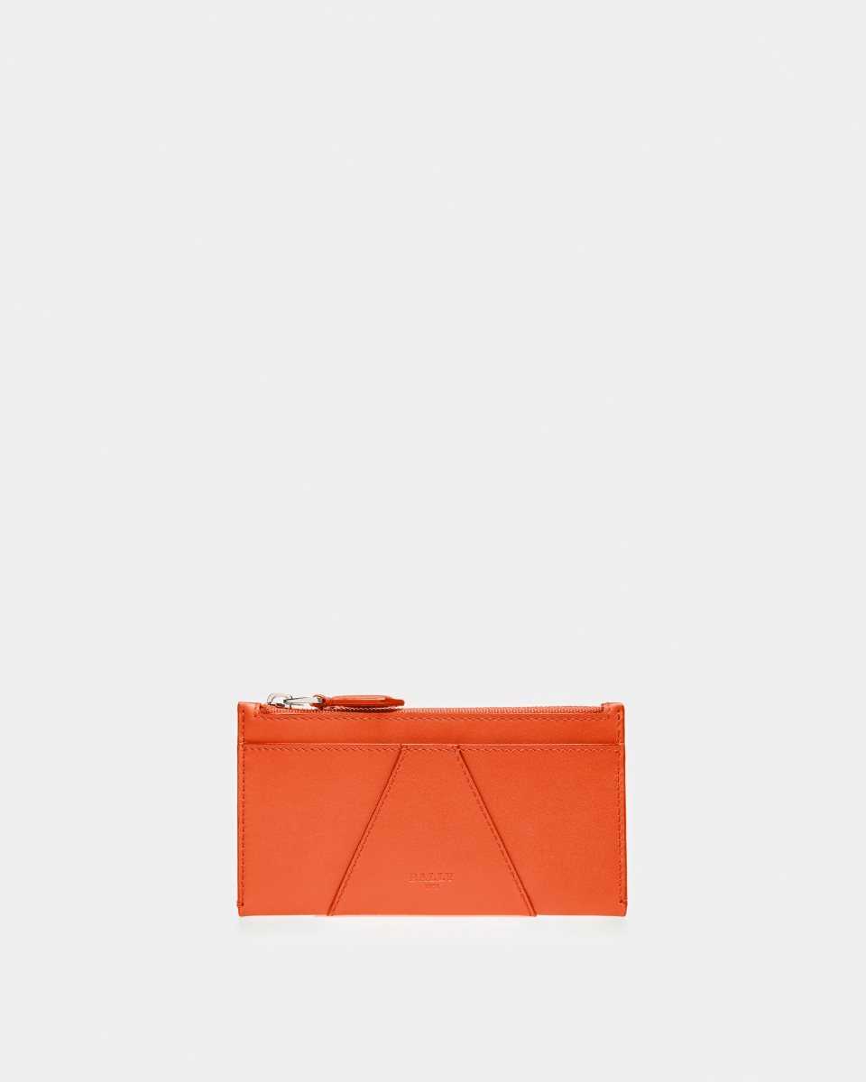 Bally Annye Leather Business Card Holder Orange | XZIJQ6793