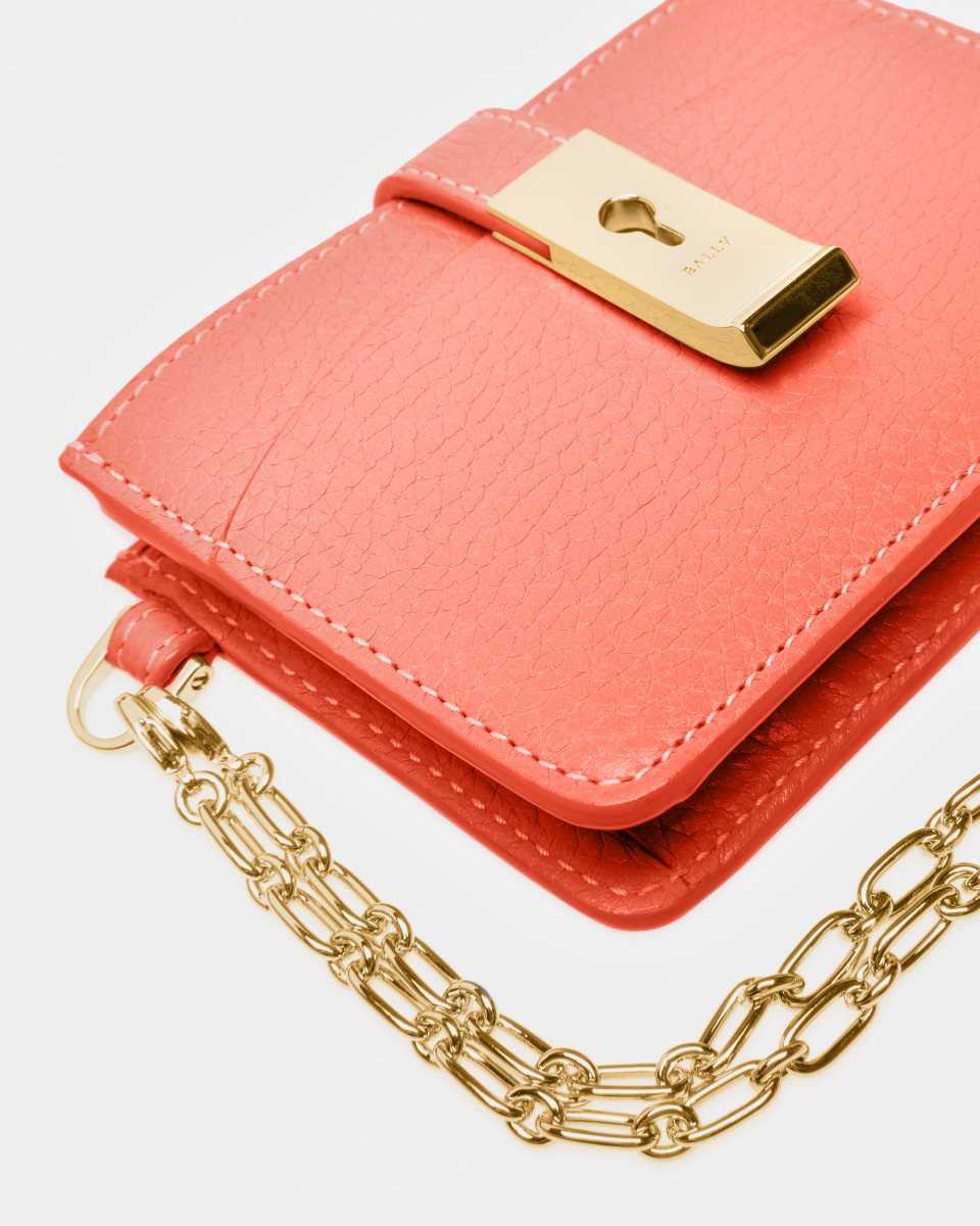 Bally Ava Leather Business Card Holder Orange | QVNXW5071