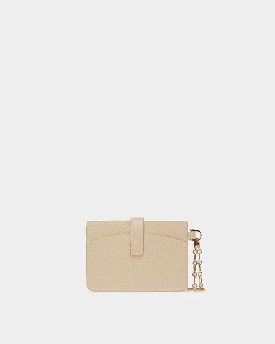 Bally Ava Leather Card Holder Beige | QKDBJ8573