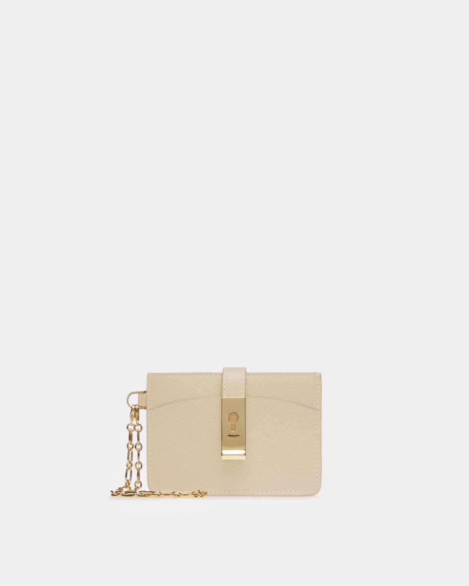 Bally Ava Leather Card Holder Beige | QKDBJ8573