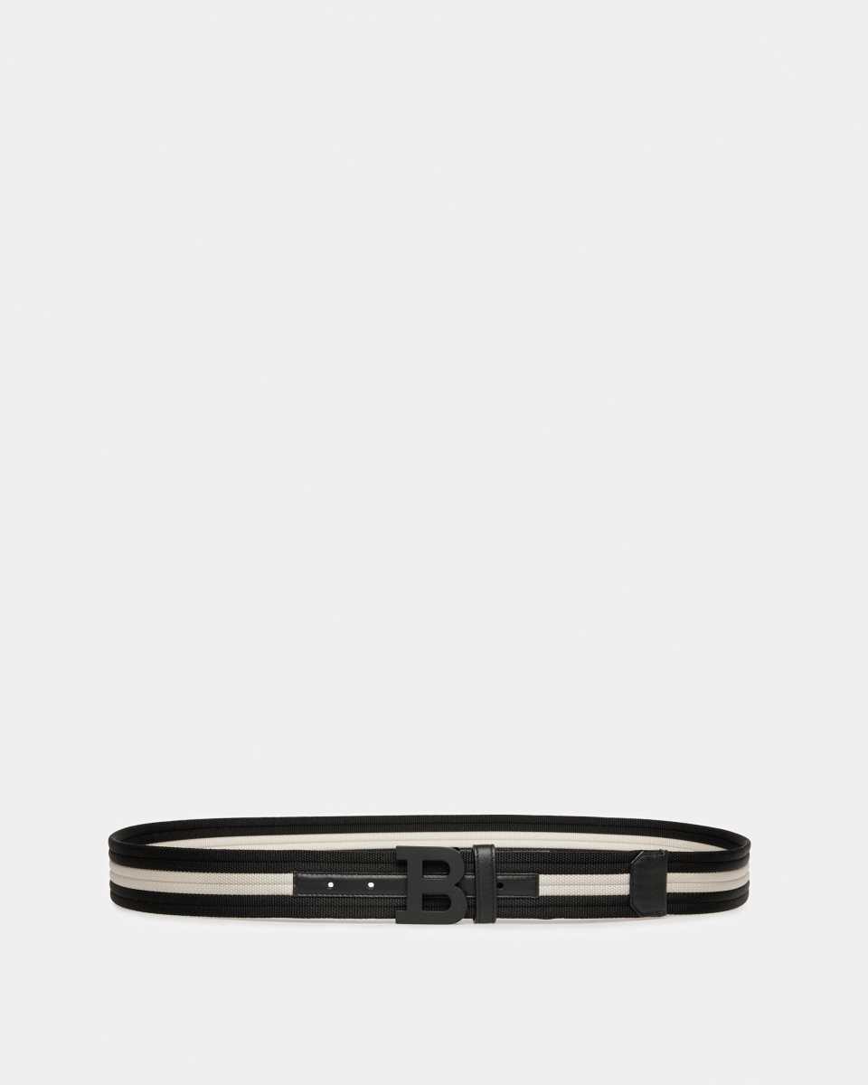 Bally B-Buckle Fabric And Leather 40mm Belt Multicolor | DZQIJ6081