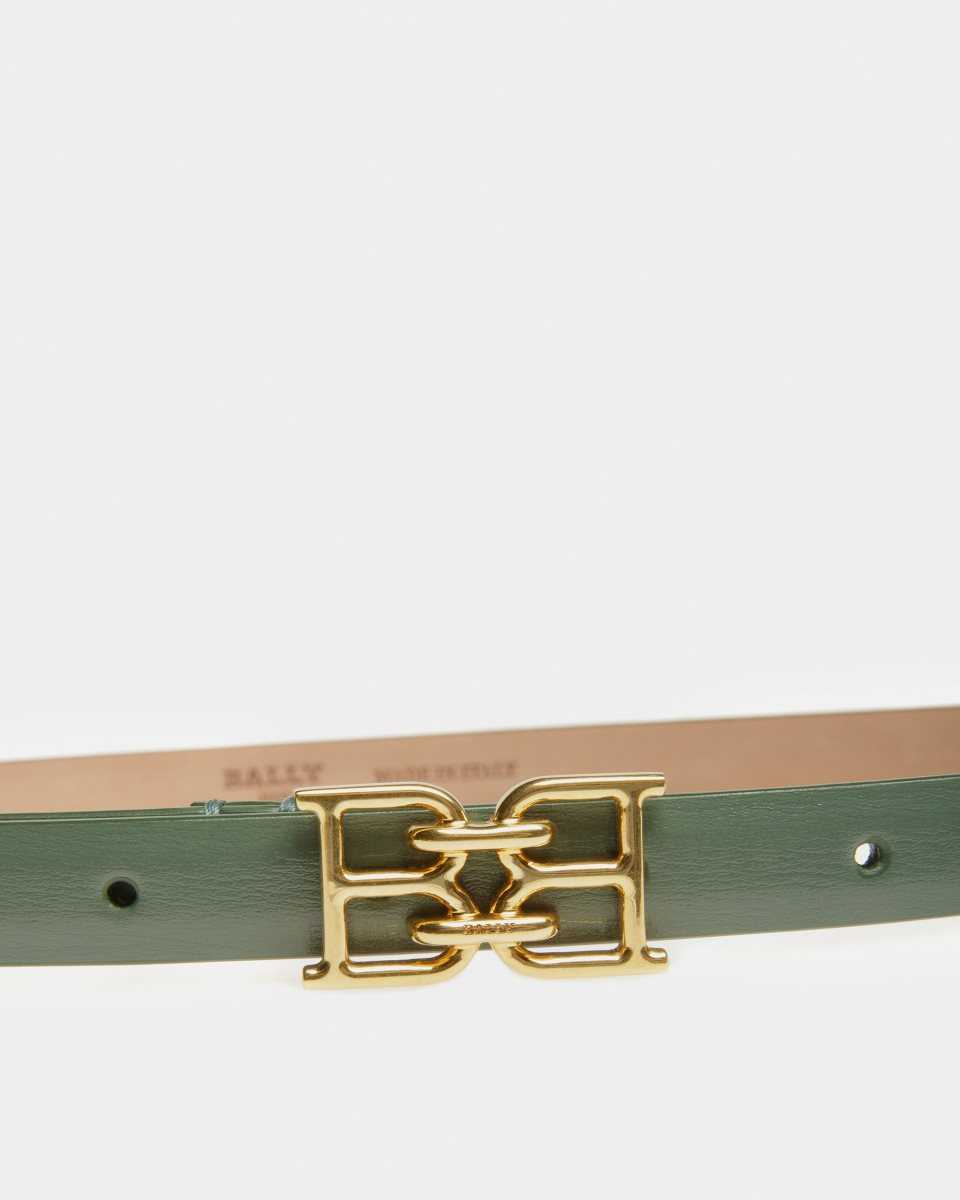 Bally B-Chain Belt Leather Belt Green | OLSKU7138