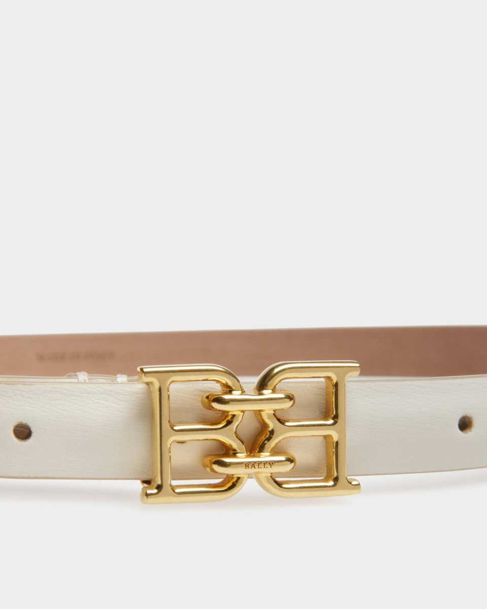 Bally B-Chain Leather 15mm Belt White | KXDSV8250