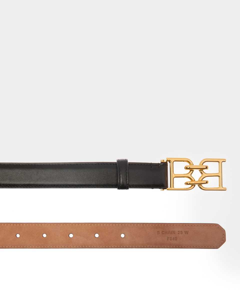 Bally B-Chain Leather 25mm Belt Black | OURDP0857