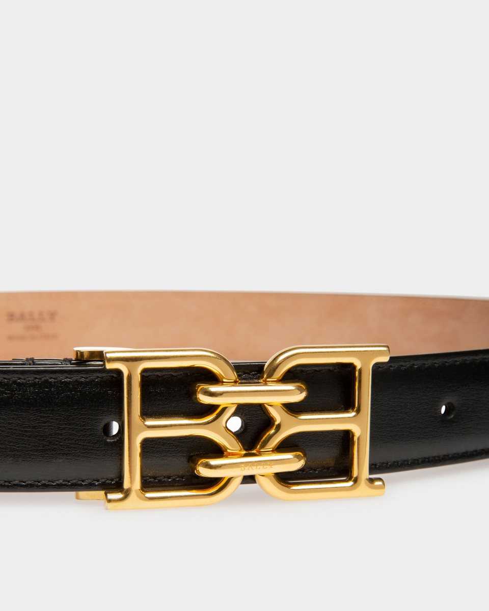 Bally B-Chain Leather 25mm Belt Black | OURDP0857