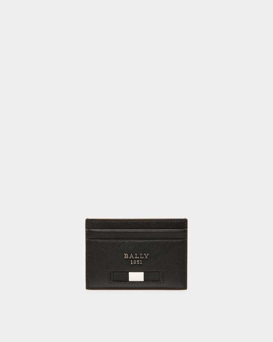 Bally Bhar Embossed Leather Card Holder Black | EARKZ8406