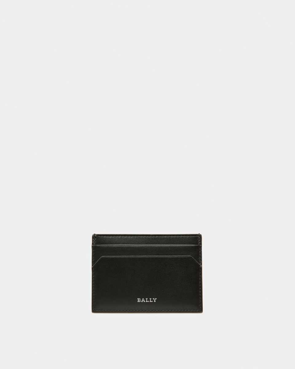 Bally Bhar Embossed Leather Card Holder Black | EARKZ8406