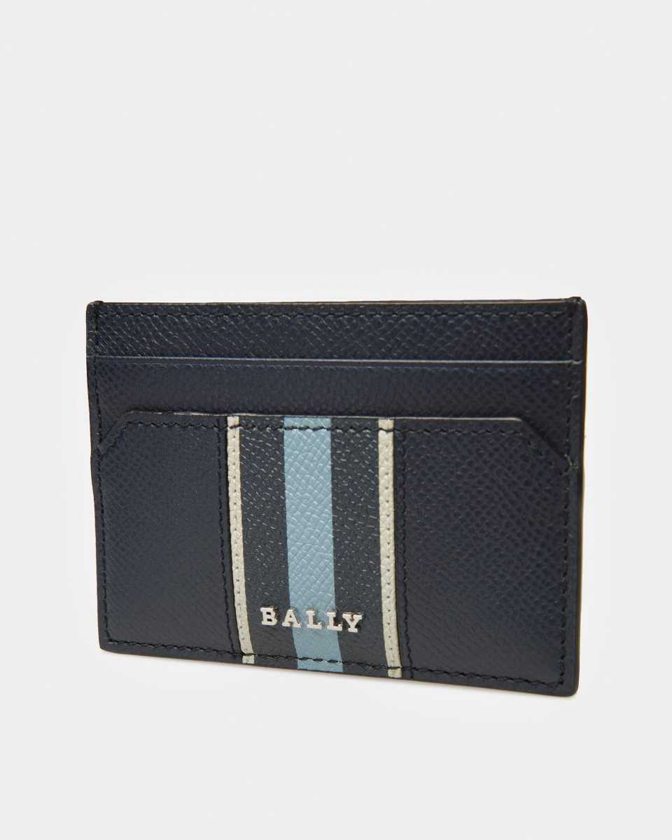 Bally Bhar Leather Business Card Holder Blue | TCKFQ3519