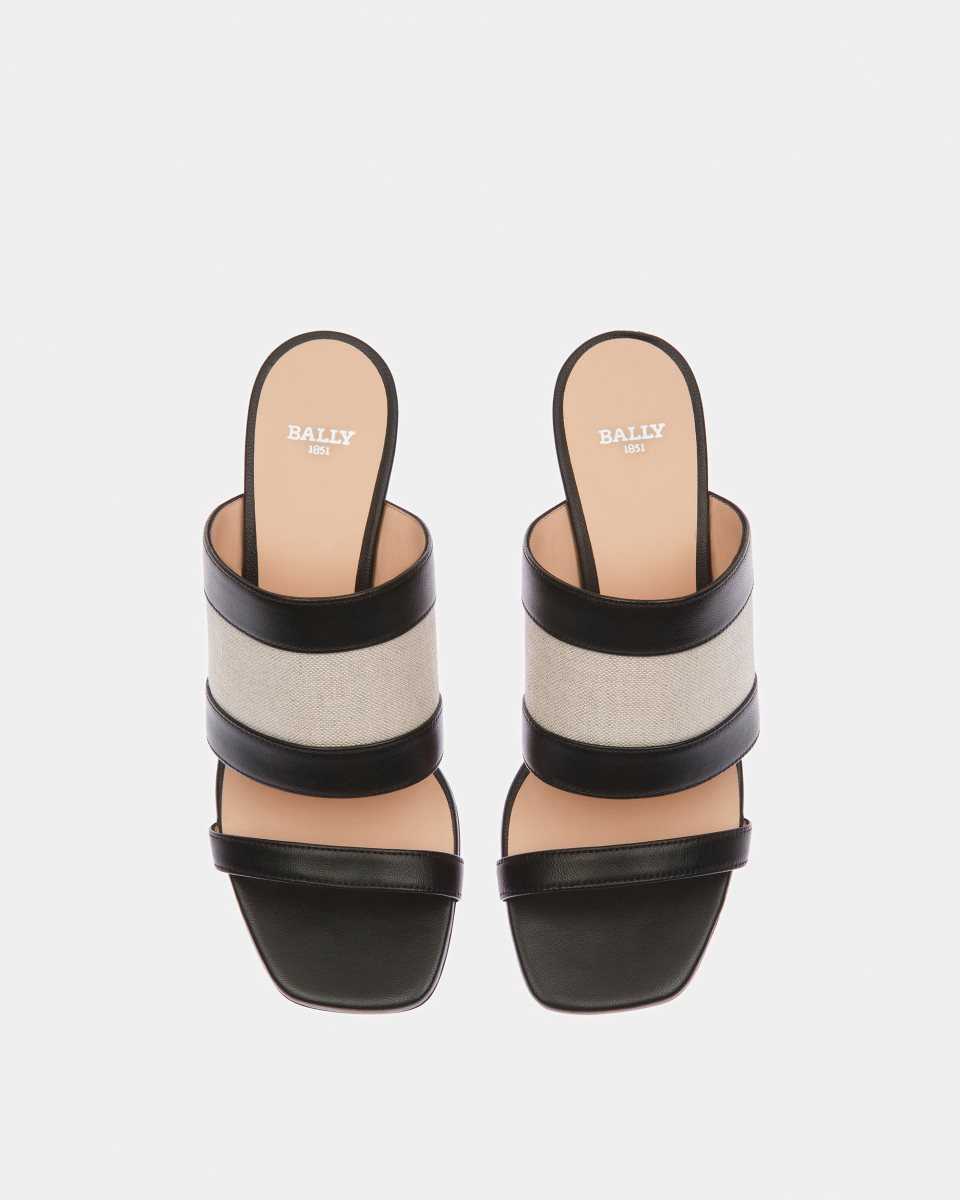 Bally Bianka Canvas And Leather Slide Black | YNDTU7341