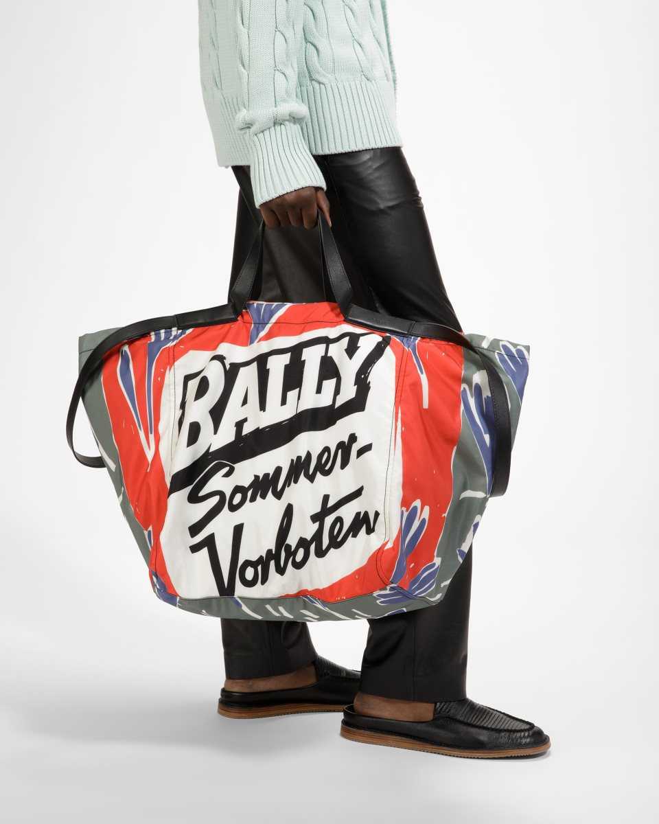 Bally Billboard Nylon And Fabric Tote Green | RGOUE9532