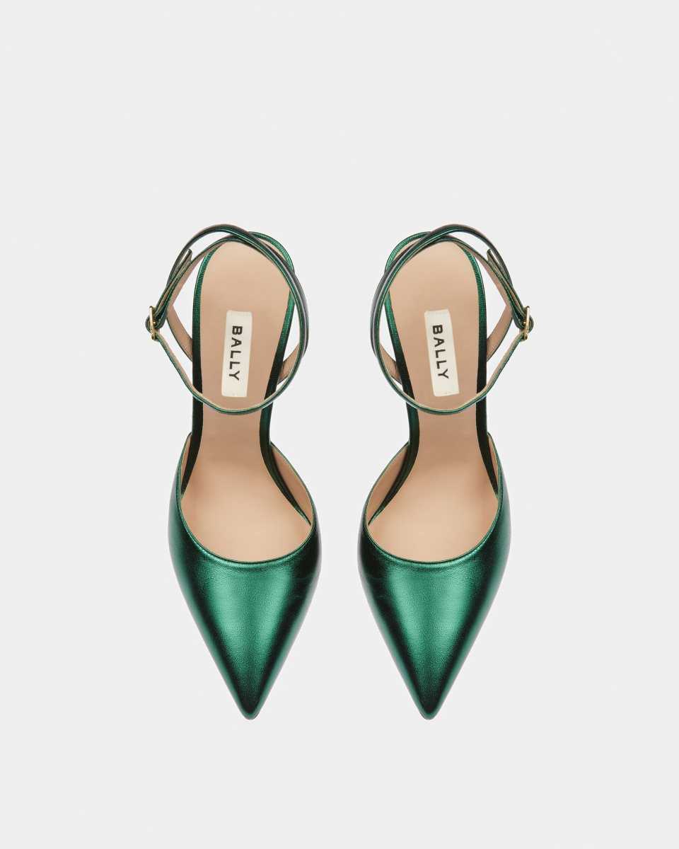 Bally Block Ankle Strap Pump Green | POFJY2739