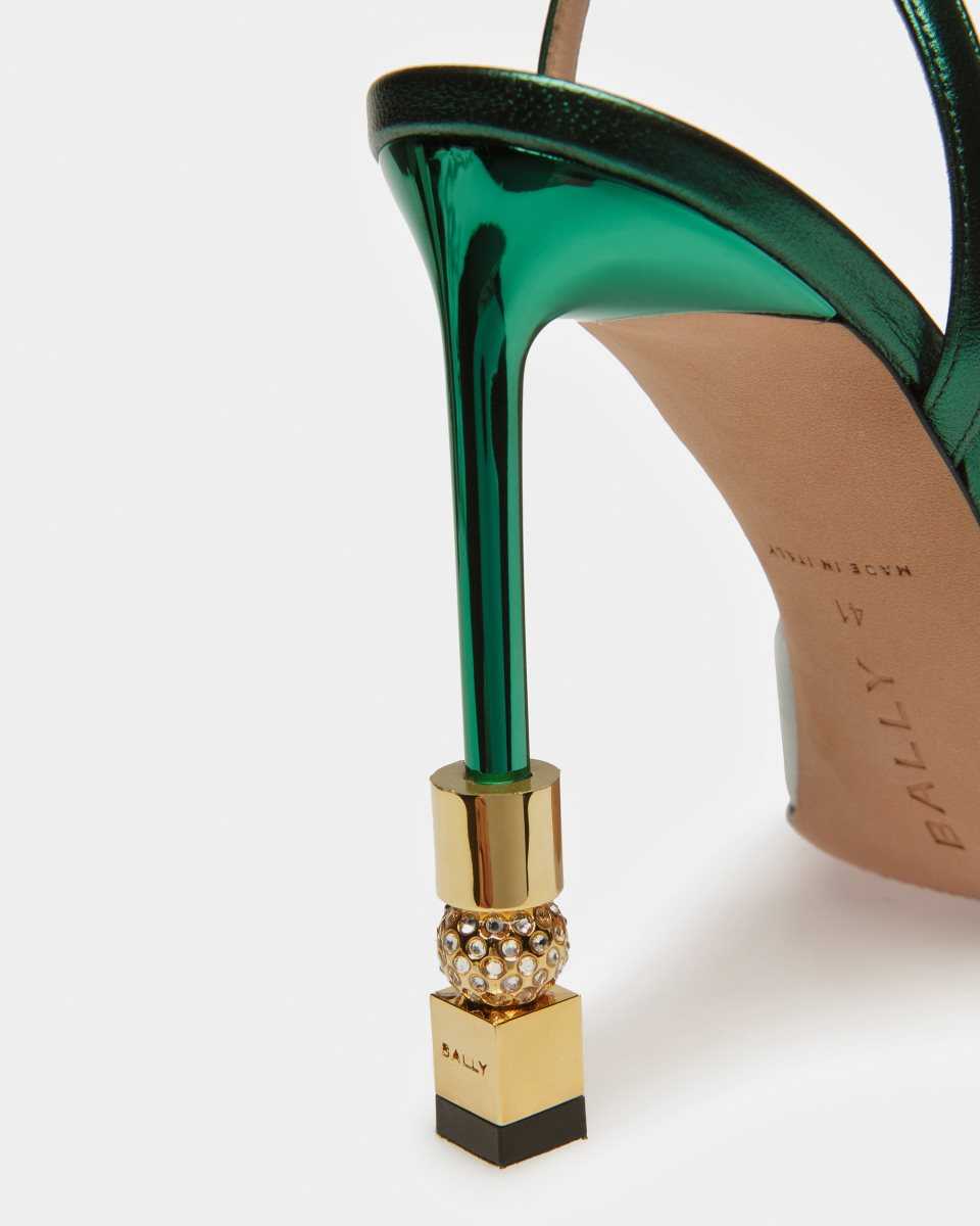 Bally Block Ankle Strap Pump Green | POFJY2739