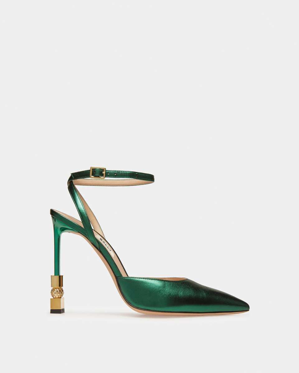 Bally Block Ankle Strap Pump Green | POFJY2739