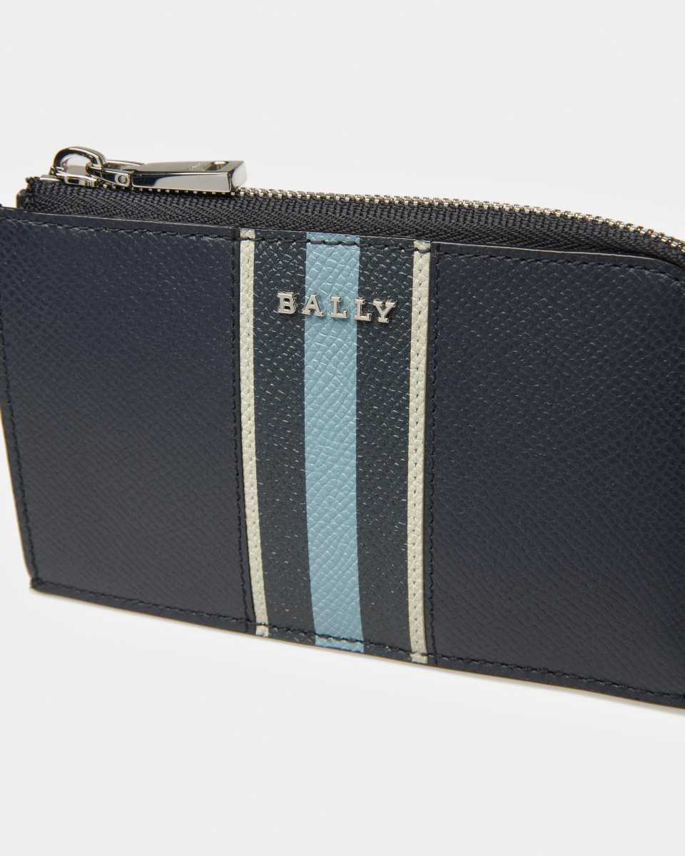 Bally Bord Leather Business Card Holder Blue | LXOYI4536