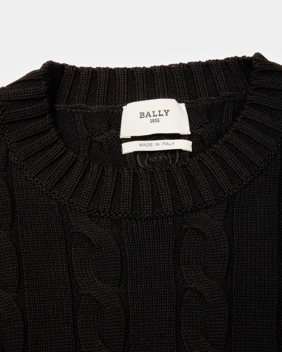 Bally Cable Knit Crew Neck Cotton Cable Knit Crew Neck Black | IRFWM8904