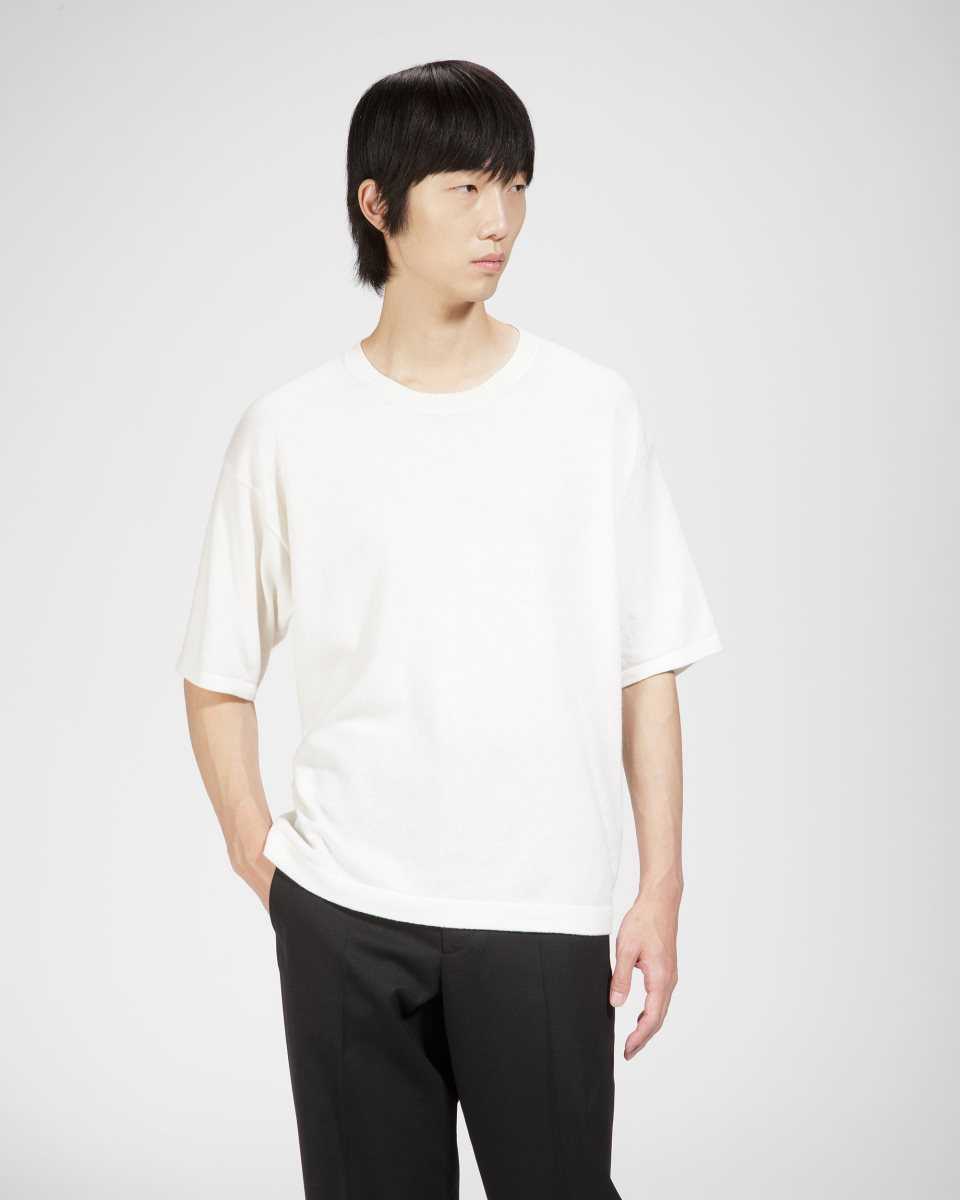 Bally Cashmere Knitted T-Shirt White | JREIV5672