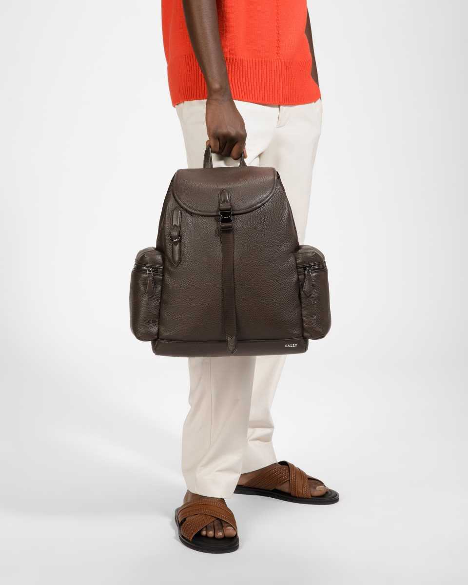 Bally Cliford Leather Backpack Brown | HUCNG9016