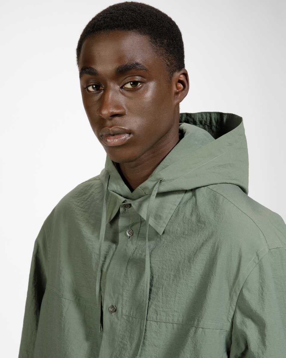 Bally Cotton And Nylon Hooded Shirt Jacket Green | GISXM0154