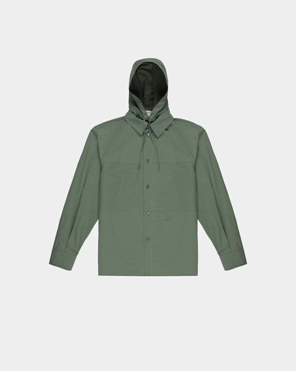 Bally Cotton And Nylon Hooded Shirt Jacket Green | GISXM0154