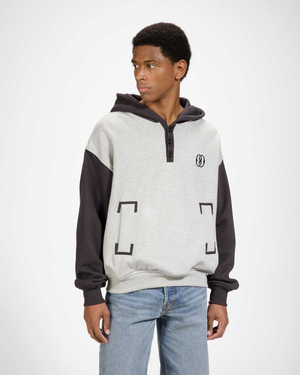 Bally Cotton Bi-Colour Hooded Sweater Grey | FNAUM9810