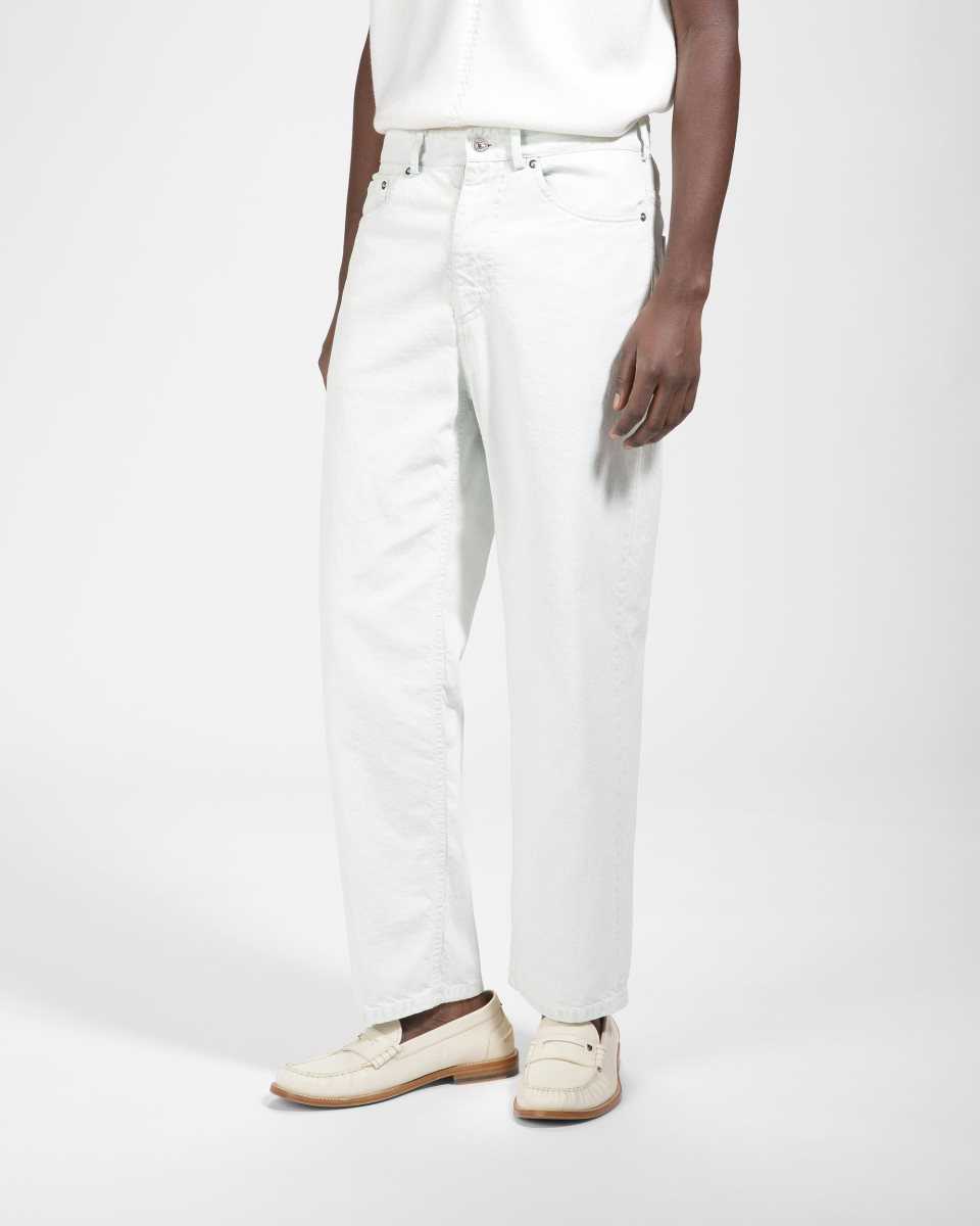 Bally Cotton Denim Trousers White | JTOBL9765