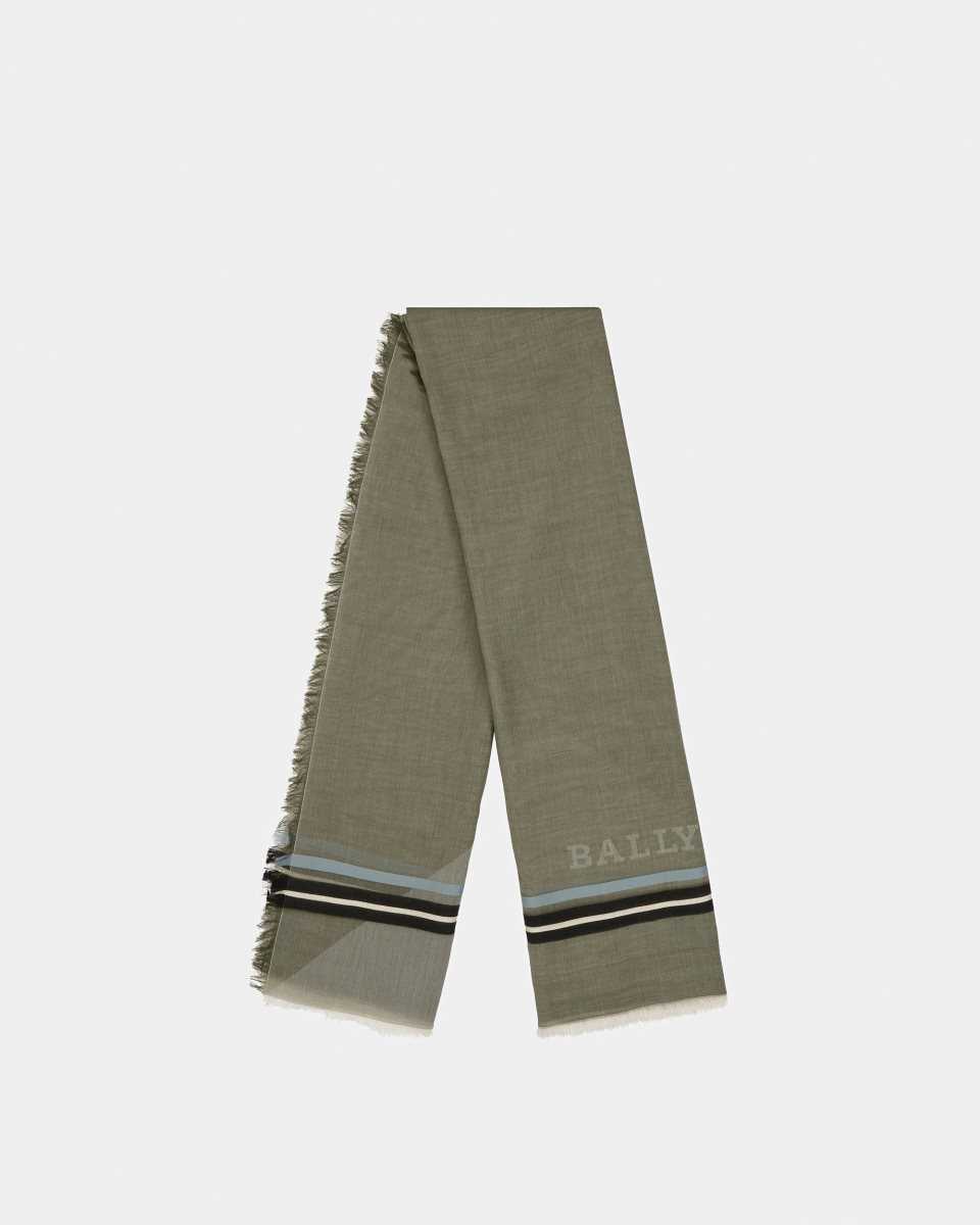 Bally Cotton Stripe Scarf Green | ZQXGY4723