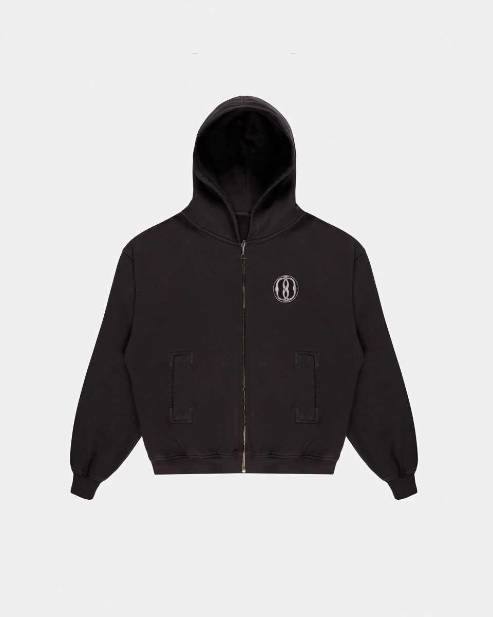 Bally Cotton Zipped Hooded Sweater Black | ZHDYE6423