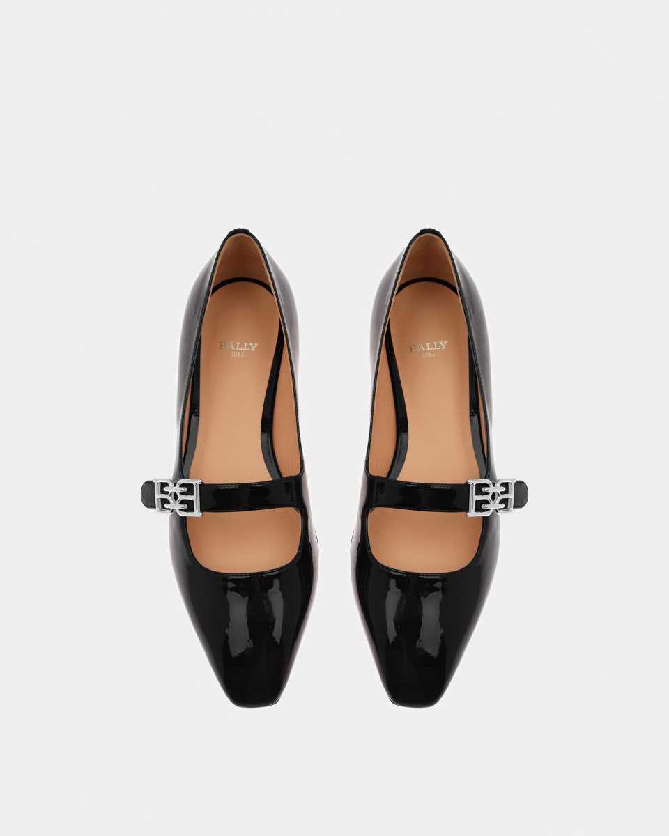 Bally Elis Leather Flat Pumps Black | EMHIO9068