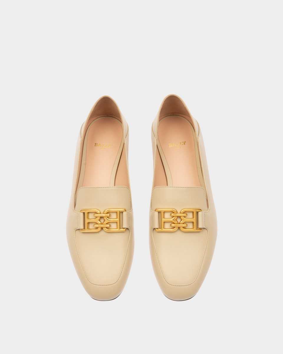 Bally Ellah Flat Leather Loafers Beige | HQEWC2371