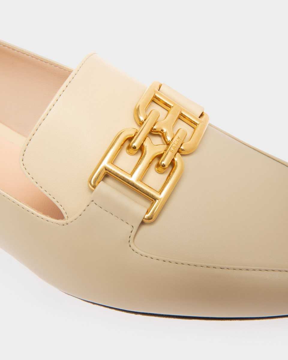 Bally Ellah Flat Leather Loafers Beige | HQEWC2371