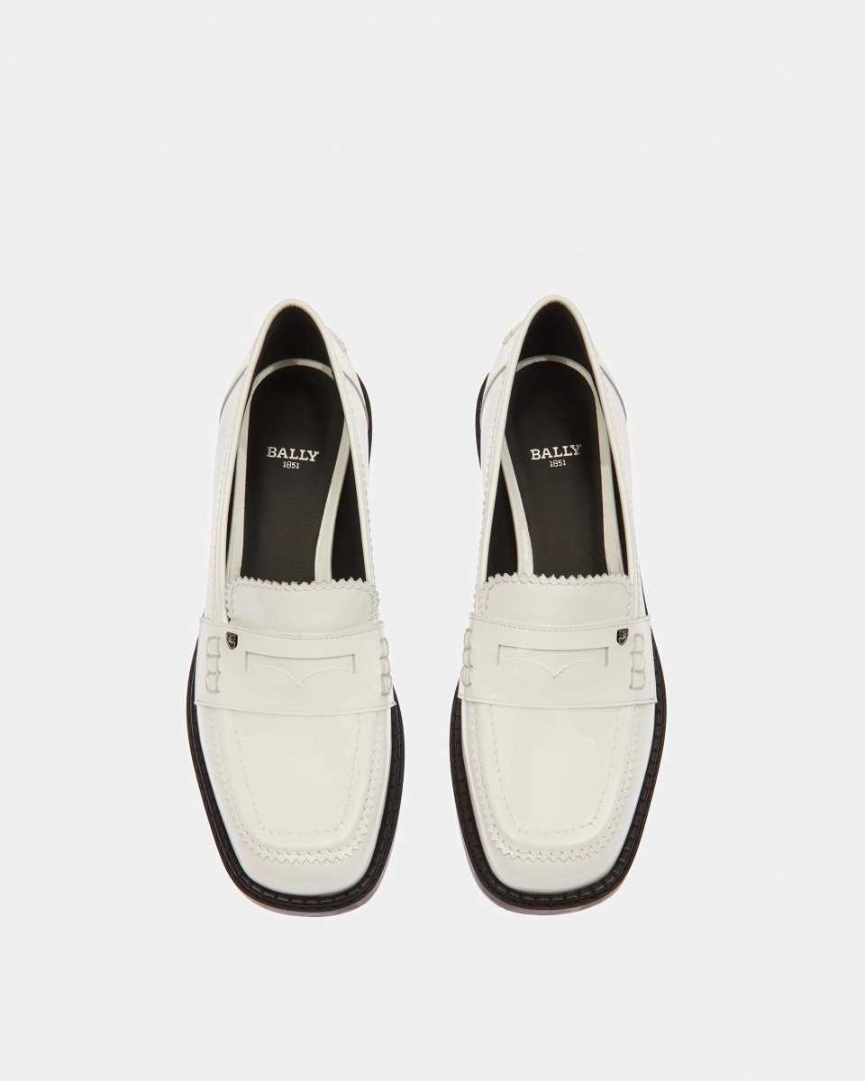 Bally Elly Leather Moccasins White | OQWDB6580