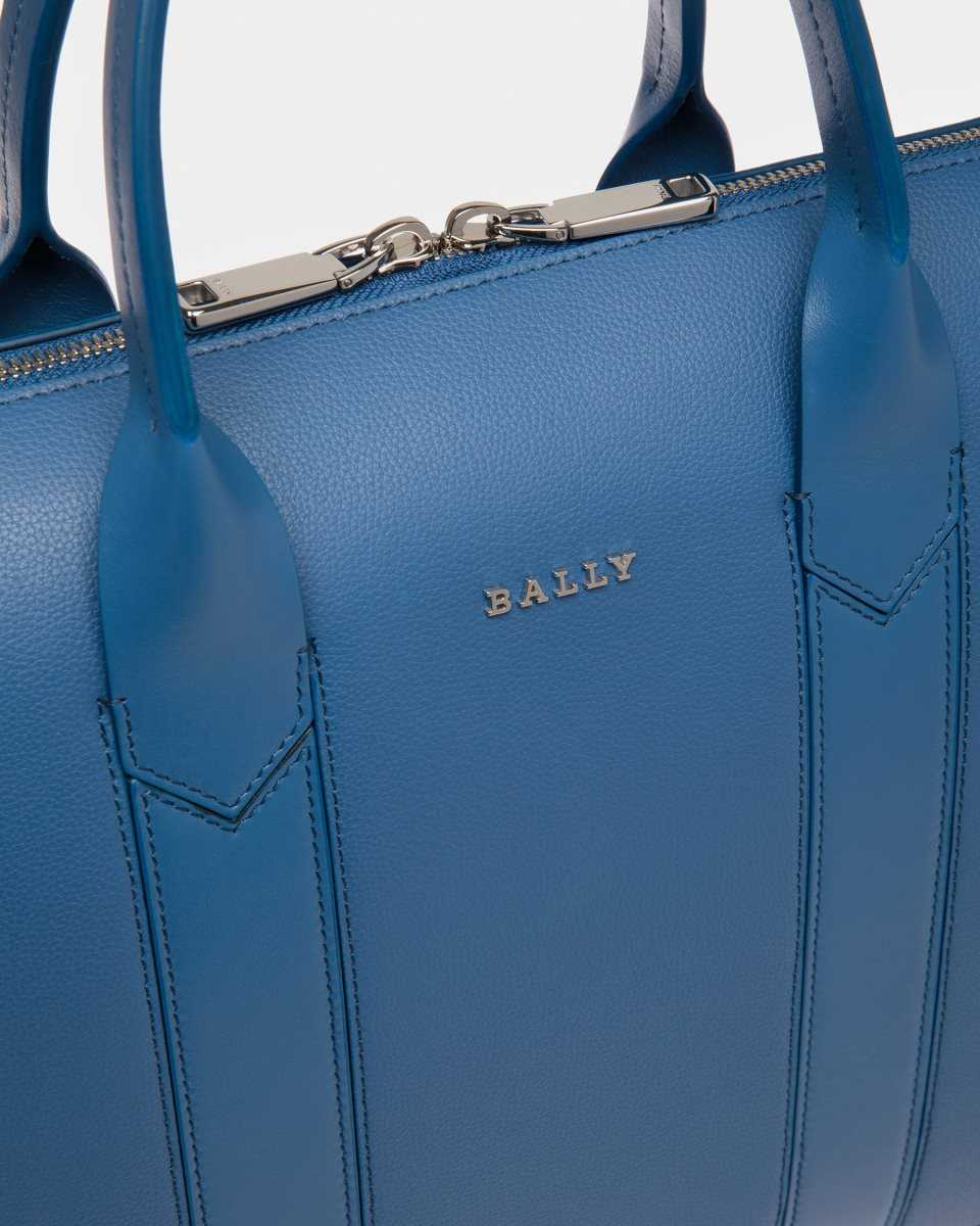 Bally Elter Leather Business Bag Blue | HBNCQ0983