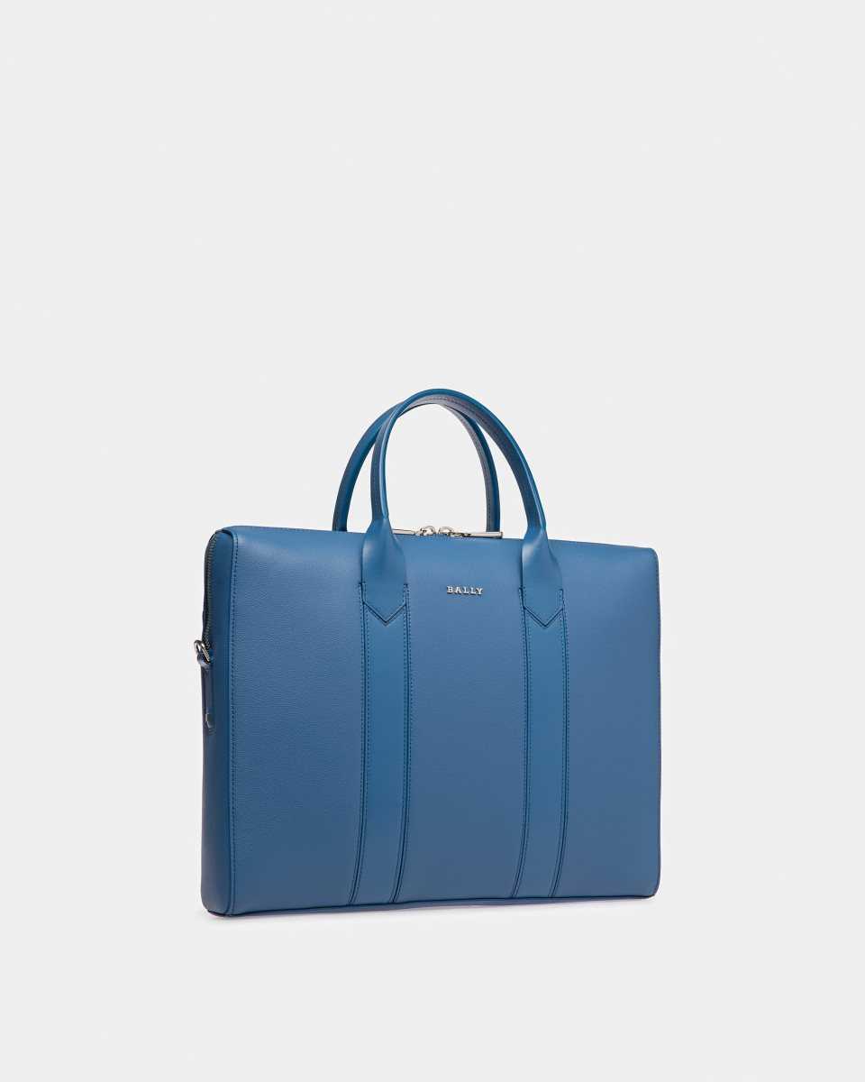 Bally Elter Leather Business Bag Blue | HBNCQ0983