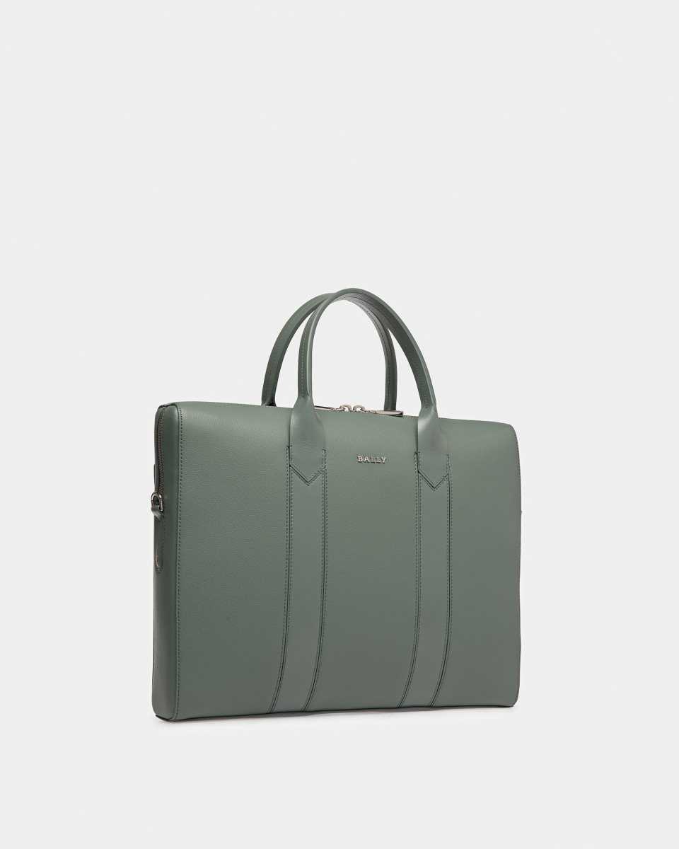 Bally Elter Leather Business Bag Green | VIODF9174