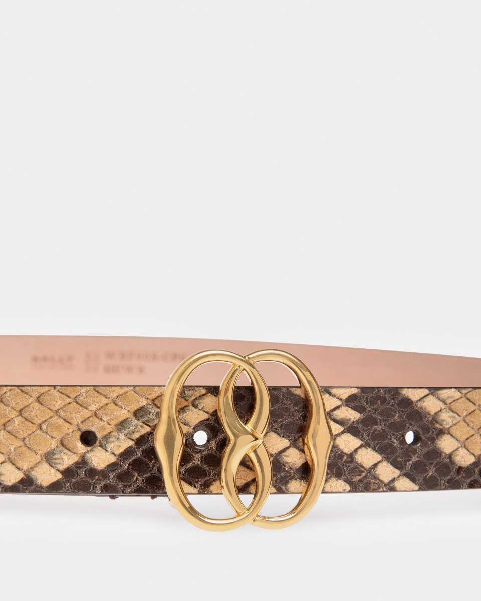 Bally Emblem Python Printed 25mm Belt Brown | HVOEW1604