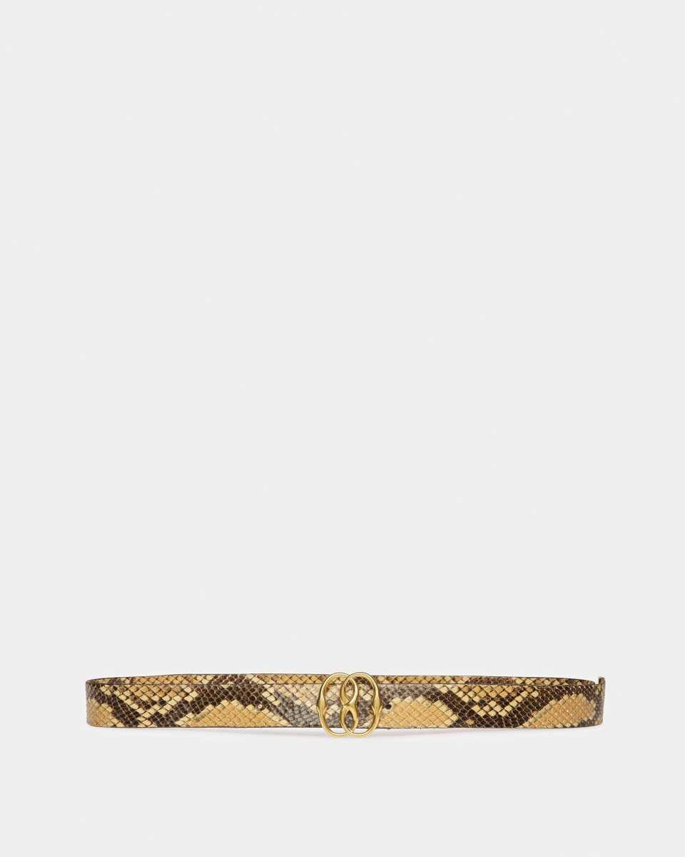 Bally Emblem Python Printed 25mm Belt Brown | HVOEW1604